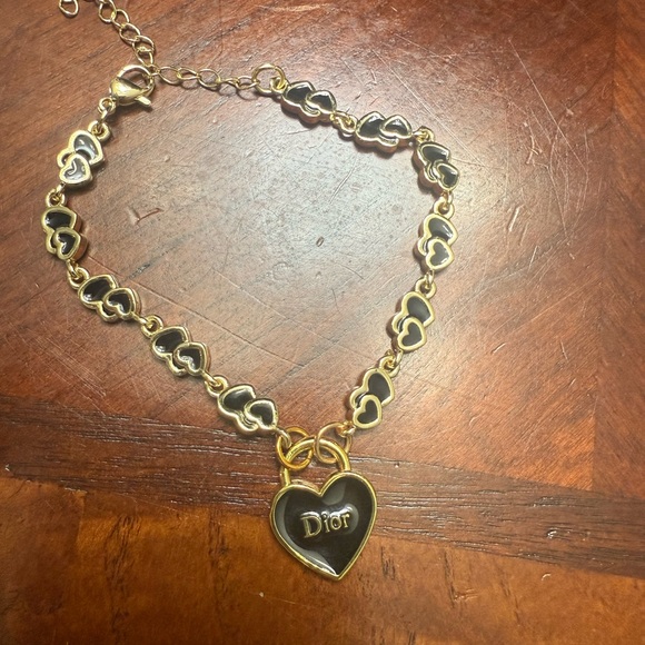 New upcycled Dior Gold and Black Heart Bracelet - Picture 2 of 2